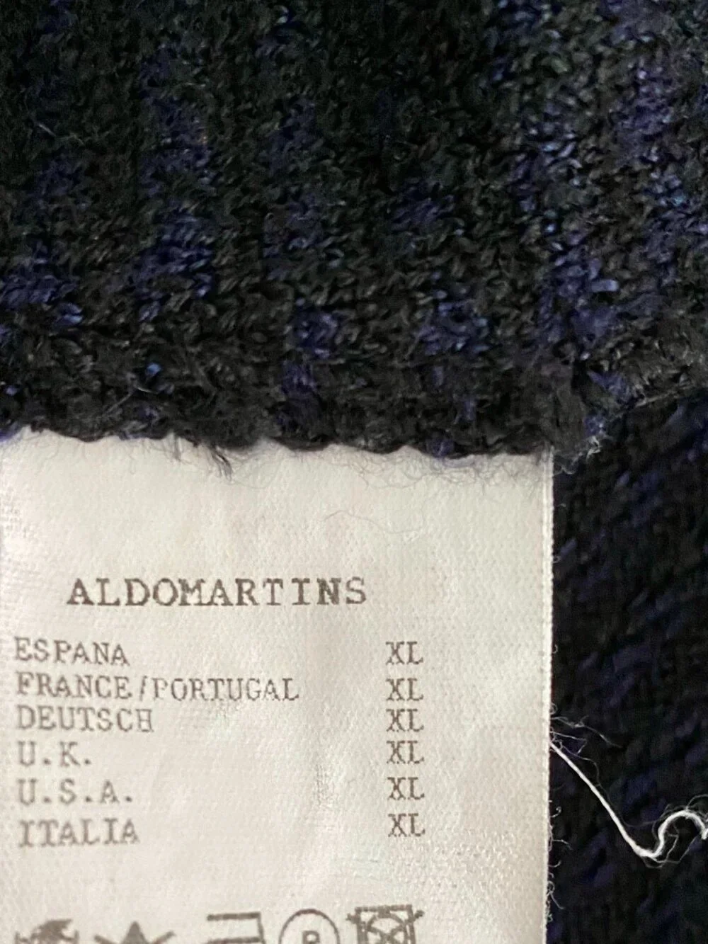 Aldo Martins Blue/Black Ruffle Bib Short Sleeves Sweater Dress